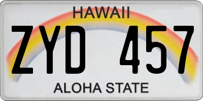 HI license plate ZYD457