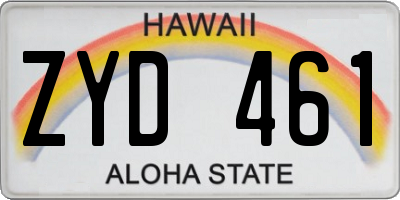 HI license plate ZYD461