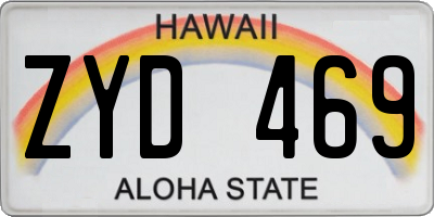 HI license plate ZYD469