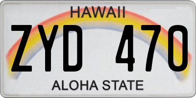 HI license plate ZYD470