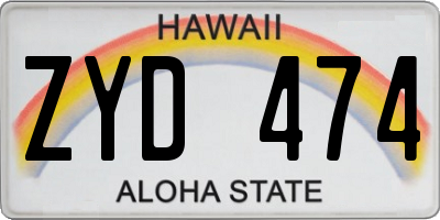 HI license plate ZYD474