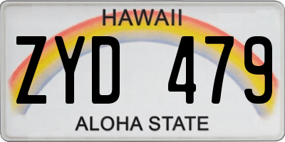 HI license plate ZYD479