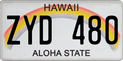 HI license plate ZYD480