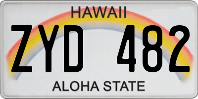 HI license plate ZYD482