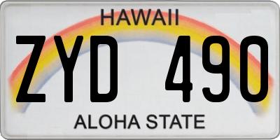 HI license plate ZYD490