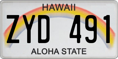 HI license plate ZYD491