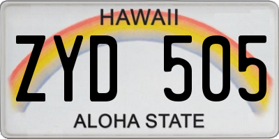 HI license plate ZYD505