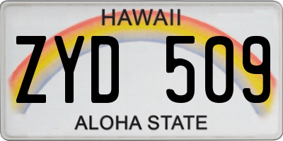 HI license plate ZYD509