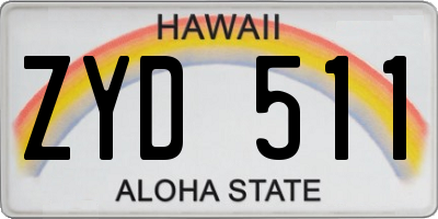 HI license plate ZYD511