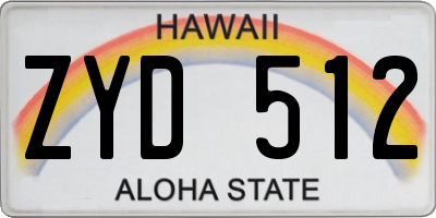 HI license plate ZYD512