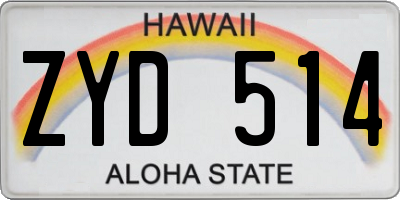 HI license plate ZYD514