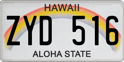 HI license plate ZYD516