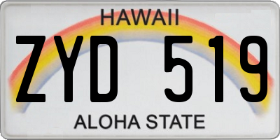 HI license plate ZYD519