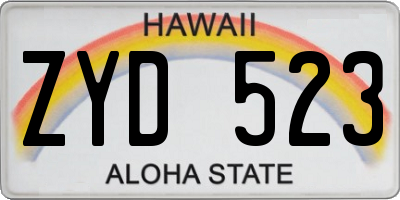 HI license plate ZYD523
