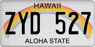HI license plate ZYD527