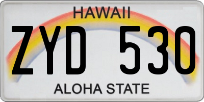HI license plate ZYD530
