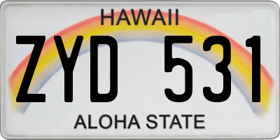 HI license plate ZYD531