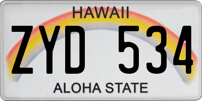 HI license plate ZYD534