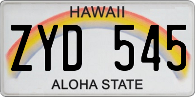 HI license plate ZYD545