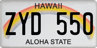HI license plate ZYD550