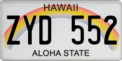 HI license plate ZYD552