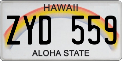 HI license plate ZYD559