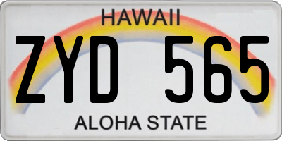 HI license plate ZYD565