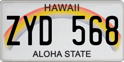 HI license plate ZYD568