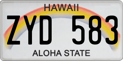 HI license plate ZYD583