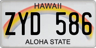 HI license plate ZYD586