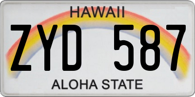 HI license plate ZYD587