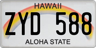 HI license plate ZYD588