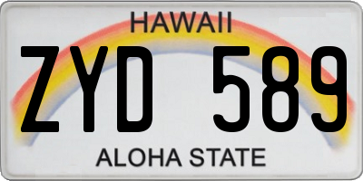 HI license plate ZYD589