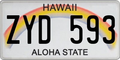 HI license plate ZYD593