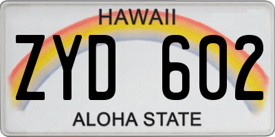 HI license plate ZYD602