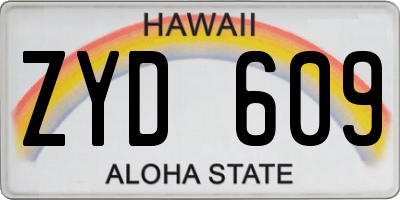 HI license plate ZYD609