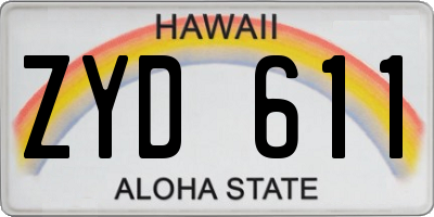 HI license plate ZYD611