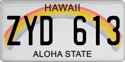 HI license plate ZYD613