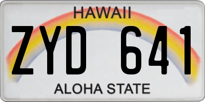 HI license plate ZYD641