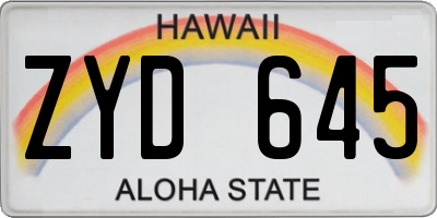HI license plate ZYD645