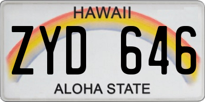 HI license plate ZYD646