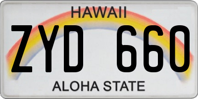 HI license plate ZYD660