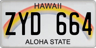 HI license plate ZYD664