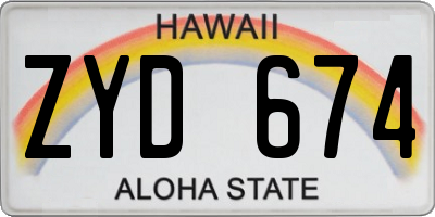 HI license plate ZYD674