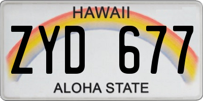 HI license plate ZYD677