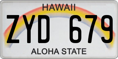 HI license plate ZYD679