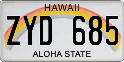HI license plate ZYD685
