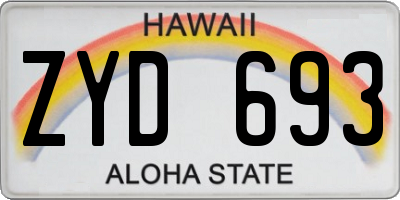HI license plate ZYD693