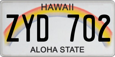 HI license plate ZYD702