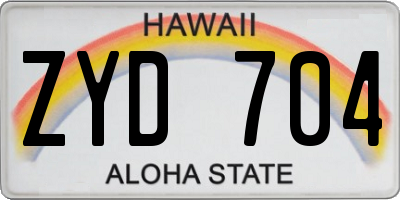 HI license plate ZYD704